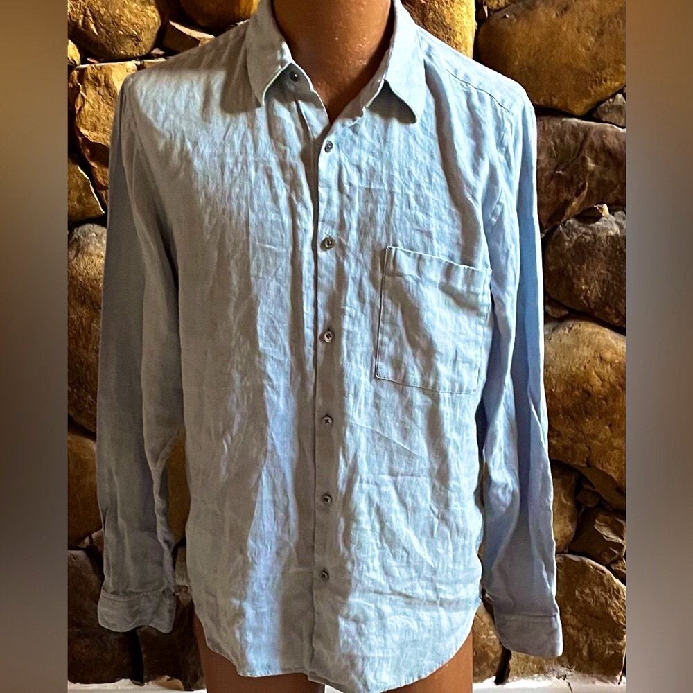 Theory Light Blue Casual Button Down Shirt